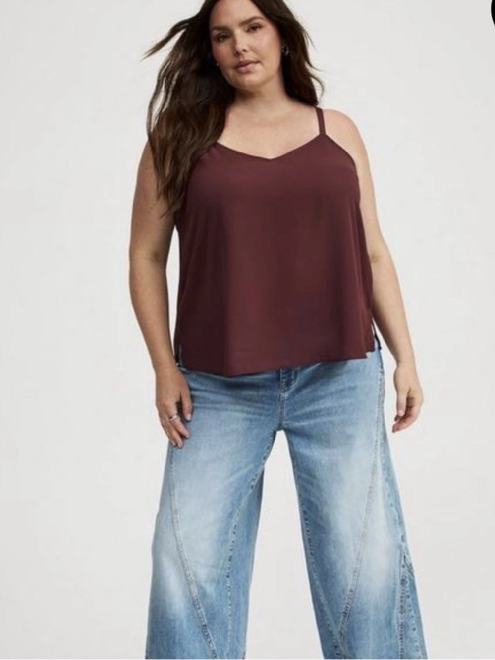 Torrid  Burgundy V-Neck Spaghetti Strap Flowy Blouse Torrid Size 2